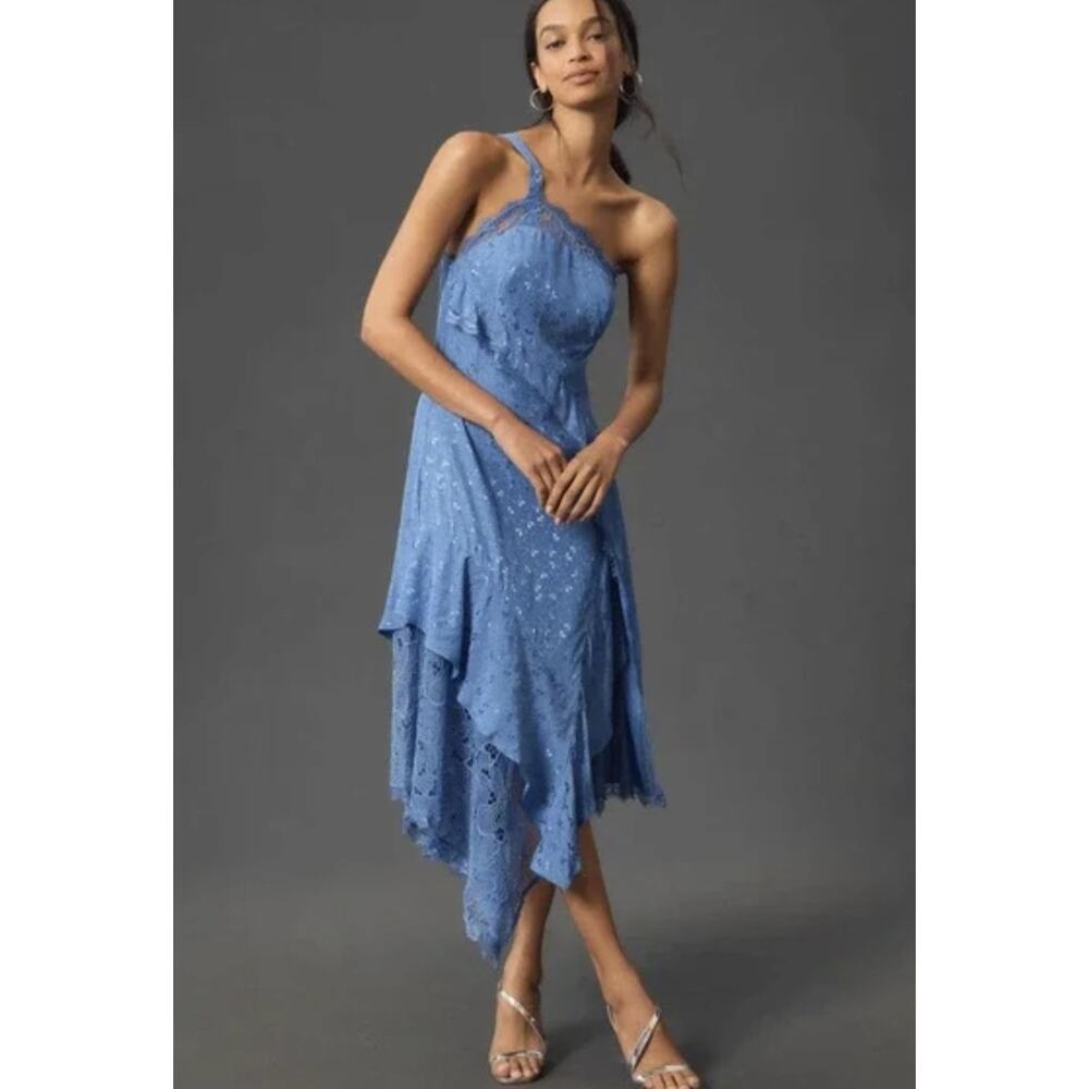NWT Anthropologie Dress Asymmetrical Lace Detail - Size 00 - Picture 10 of 10